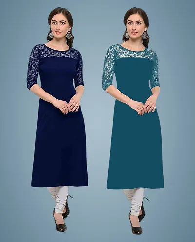 Stylish Crepe Solid Kurti - Pack of 2