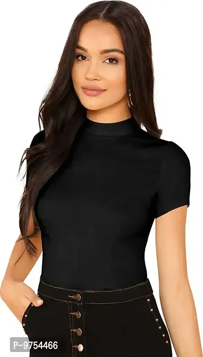 Dream Beauty Fashion Women's Casual Half Sleeve Solid Top Black -XL