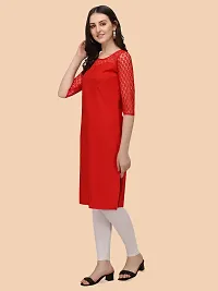 Trendy Red Crepe Kurti For Women-thumb1