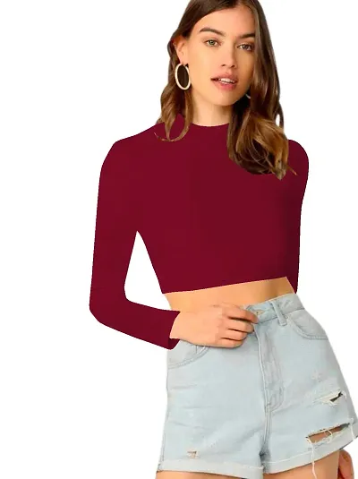 Women's Full Sleeve Round High Neck Top