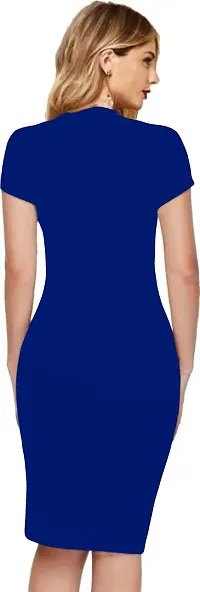 Dream Beauty Fashion Women's Short Sleeves Casual Midi Bodycon Polyster Blend Dress (38 Inches)-thumb2