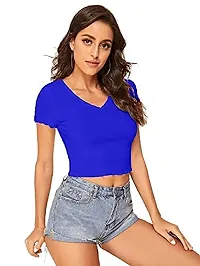 Dream Beauty Fashion Casual V-Neck Short Sleeves Crop Top (17 Inches)-thumb3