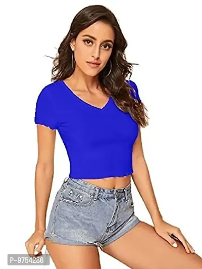 Dream Beauty Fashion Casual V-Neck Short Sleeves Crop Top (17 Inches)-thumb4