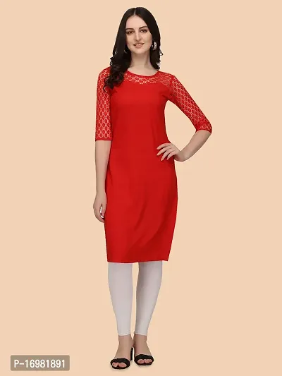 Trendy Red Crepe Kurti For Women-thumb0