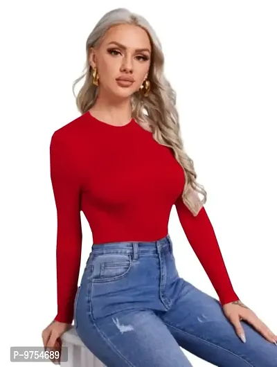 Womens Full Sleeve Top Round Neck Casual Tshirt-thumb2