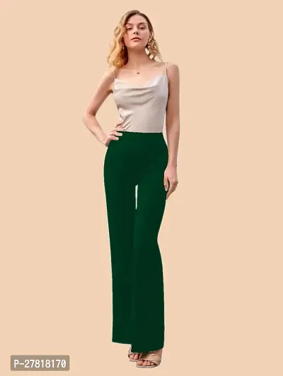 Elegant Green Polyester Solid Trousers For Women-thumb5