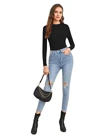 Women Polyester Blend Full Sleeves Crop Top-thumb1