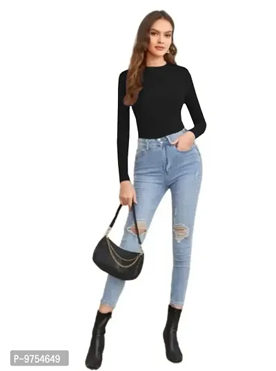 Women Polyester Blend Full Sleeves Crop Top-thumb2