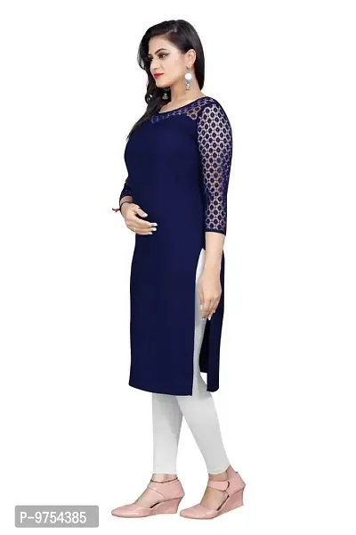 Navy Blue American Crepe Kurtas For Women-thumb4