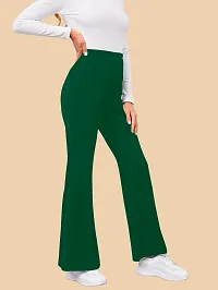 Elegant Green Polyester Solid Trousers For Women-thumb1