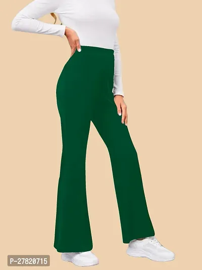 Elegant Green Polyester Solid Trousers For Women-thumb2