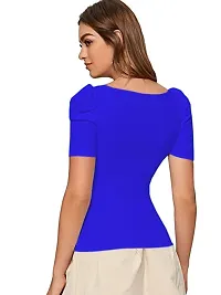 Dream Beauty Fashion Women's Puff Sleeve Top Square Neck Balloon Bishop Sleeve Elegant Casual Tee Top (RRR_M1)-thumb1