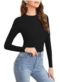 Women Polyester Blend Full Sleeves Crop Top-thumb2