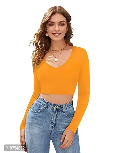 Dream Beauty Fashion Polyester Blend Full Sleeves Crop Top (15 Inches)