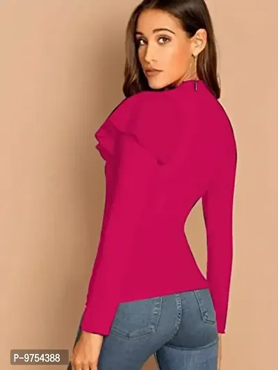 Dream Beauty Fashion Front Frilled High-Neck Full Sleeves Polyester Blend Stylish Top (24 Inches)-thumb4