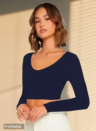 Dream Beauty Fashion Combo Casual Short Sleeves Ribbed Round Neck Polyster Blend Crop Top (17 Inches)-thumb4