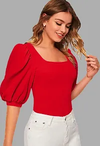 Women's Puff/Baloon Sleeves Square Neck Casual Top-thumb1