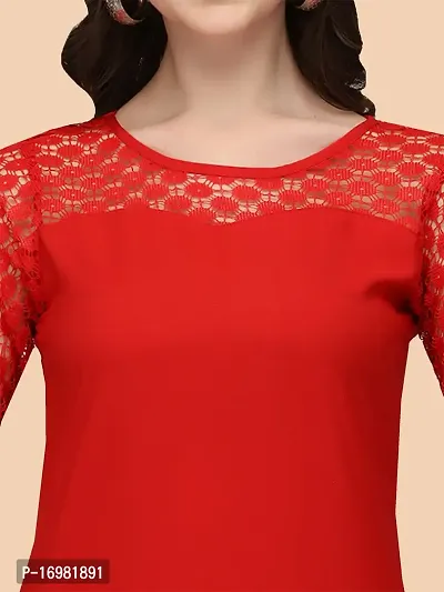 Trendy Red Crepe Kurti For Women-thumb4