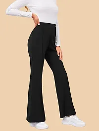 Elegant Black Polyester Solid Trousers For Women-thumb1