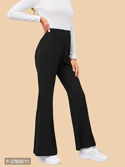 Elegant Black Polyester Solid Trousers For Women-thumb2