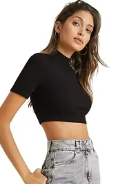 Dream Beauty Fashion Polyester Blend Turtle Neck Crop Top (15 Inches)-thumb3