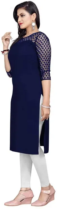 Stylish Fancy Designer Crepe Solid Straight Kurta For Women-thumb1