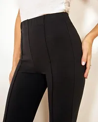 Elegant Black Polyester Solid Trousers For Women-thumb2