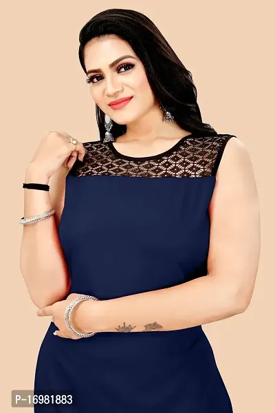 Trendy Blue Crepe Kurti For Women-thumb3