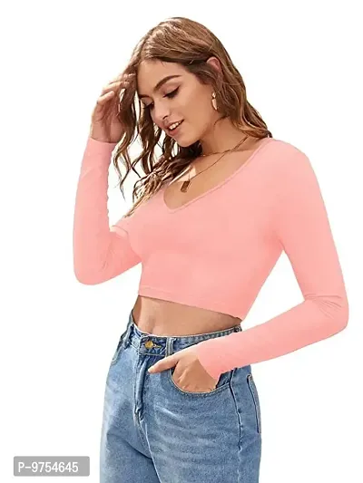 Women Polyester Blend Full Sleeves Crop Top-thumb5