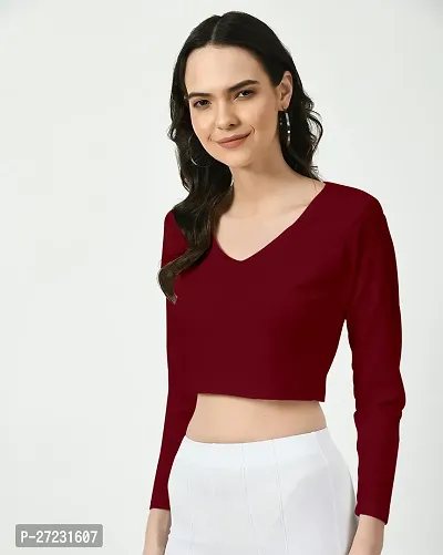 Elegant Maroon Polyester Solid Top For Women-thumb2