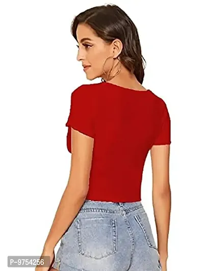 Dream Beauty Fashion Casual V-Neck Short Sleeves Crop Top (17 Inches)-thumb5