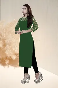 Stylish Green Crepe Stitched Kurta For Women-thumb3