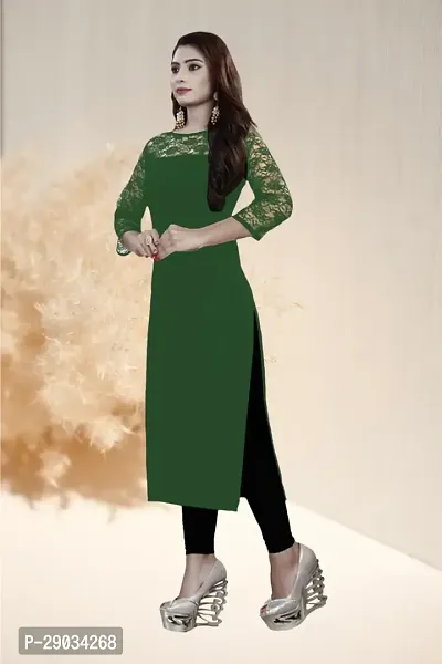 Stylish Green Crepe Stitched Kurta For Women-thumb4