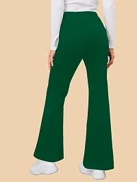 Elegant Green Polyester Solid Trousers For Women-thumb2