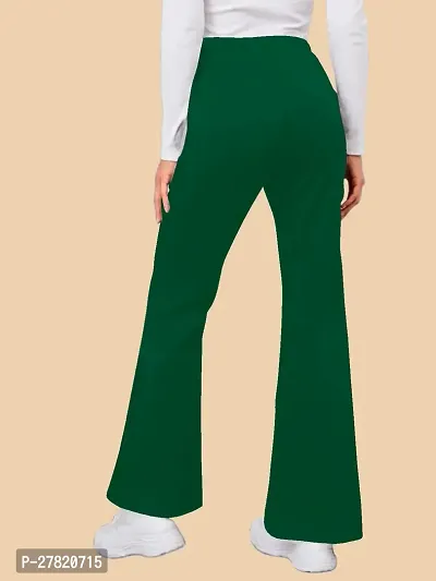 Elegant Green Polyester Solid Trousers For Women-thumb3