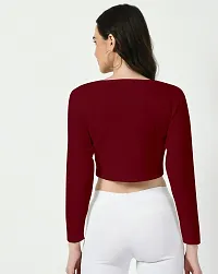 Elegant Maroon Polyester Solid Top For Women-thumb2