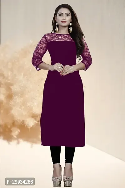 Stylish Purple Crepe Stitched Kurta For Women-thumb0