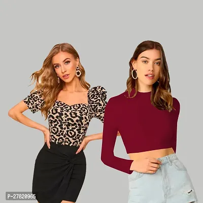 Elegant Polyester Printed Top For Women- Pack Of 2-thumb0