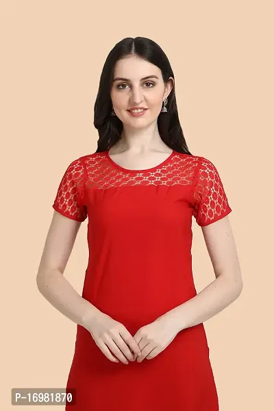 Trendy Red Crepe Kurti For Women-thumb3