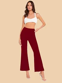 Elegant Maroon Polyester Solid Trousers For Women-thumb4