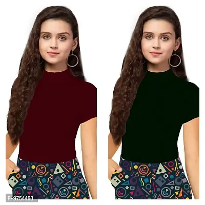 Dream Beauty Fashion Women's Half Sleeve Casual Solid Top Pack of 2