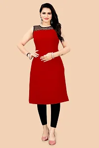 Trendy Red Crepe Kurti For Women-thumb1