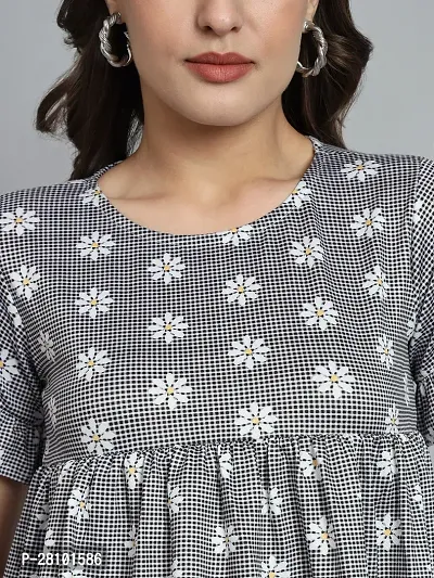 Stylish Grey Knitted Polyester Floral Fitted Top For Women-thumb5