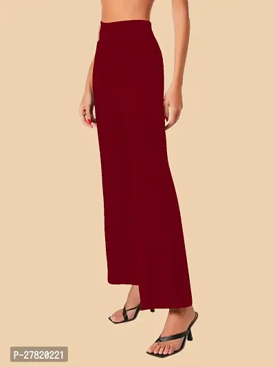 Elegant Maroon Polyester Solid Trousers For Women-thumb2