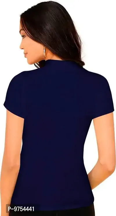 Dream Beauty Fashion Women's Casual Half Sleeve Solid Top N.Blue -M-thumb5