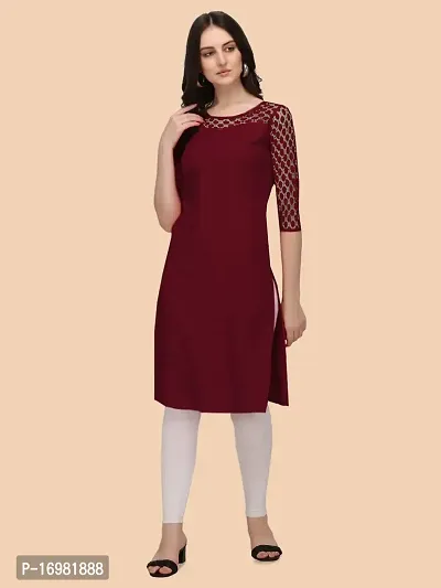 Trendy Maroon Crepe Kurti For Women-thumb5