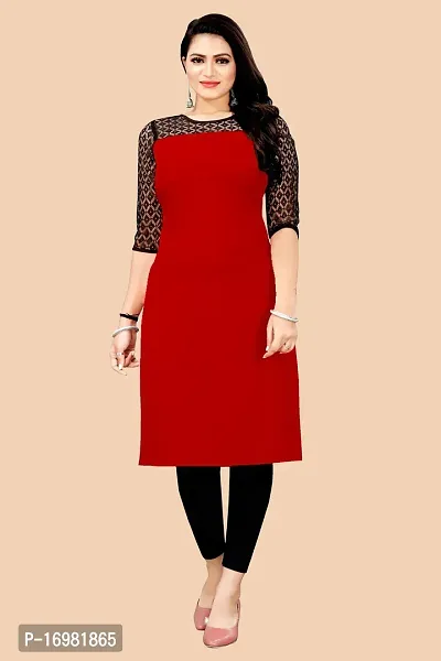 Trendy Red Crepe Kurti For Women-thumb0