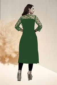 Stylish Green Crepe Stitched Kurta For Women-thumb4