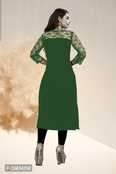 Stylish Green Crepe Stitched Kurta For Women-thumb5