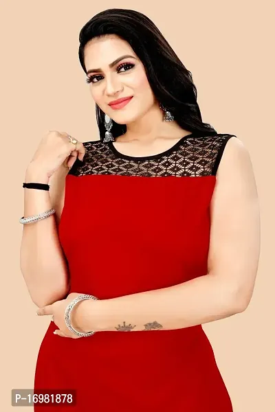 Trendy Red Crepe Kurti For Women-thumb3